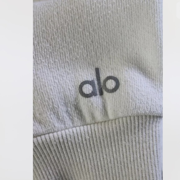 Alo Knit Fleece Lined Long Sleeve Hoodie Sweatshirt White Small off white - Picture 5 of 8